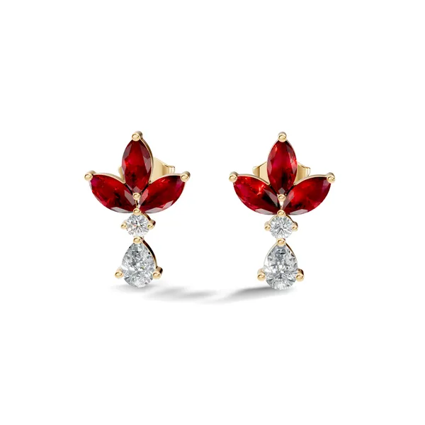 Red_Floral_Drop_Earrings_For_Women