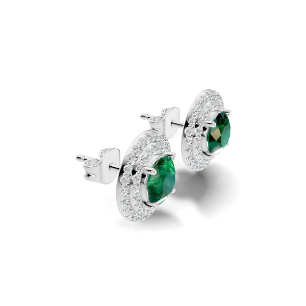 Green_Gemstone_Halo_Stud_Earrings_For_Women