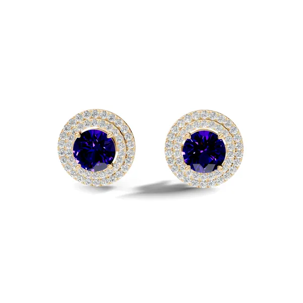 Blue_Stone_Halo_Stud_Earrings_For_Women