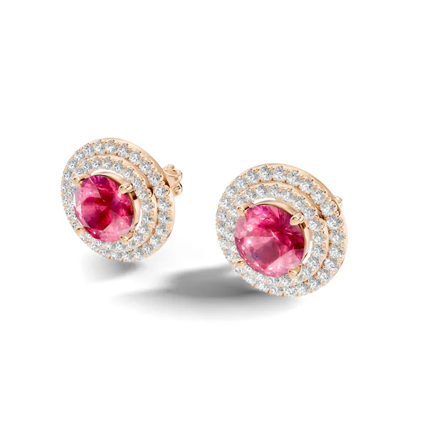 Pink_Stone_Halo_Stud_Earrings_For_Women