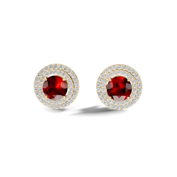 Red_Stone_Halo_Stud_Earrings_For_Women