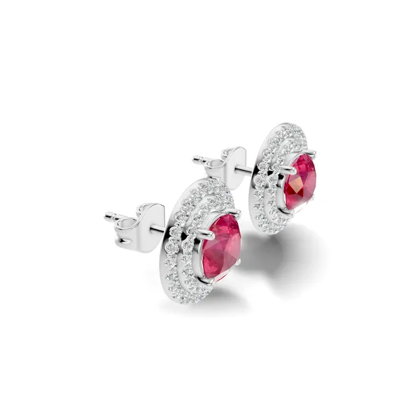 Pink_Stone_Halo_Stud_Earrings_For_Women