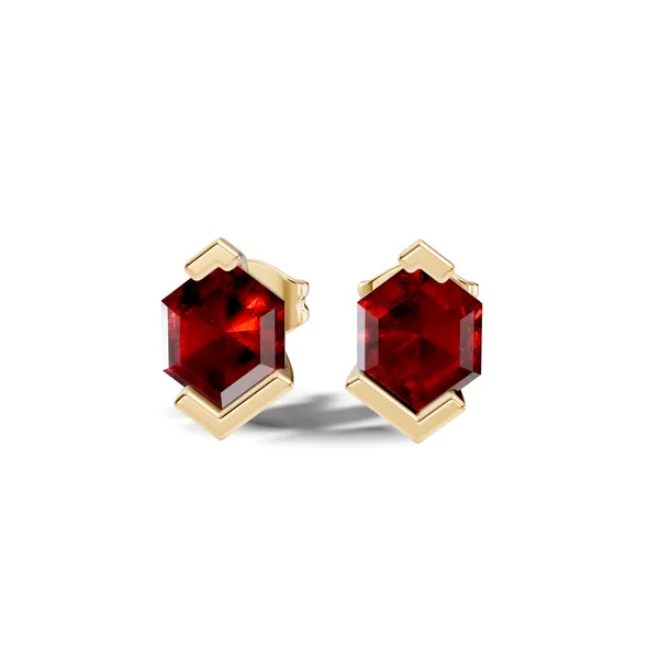 Hexagonal_Red_Stone_Stud_Earrings_For_Women