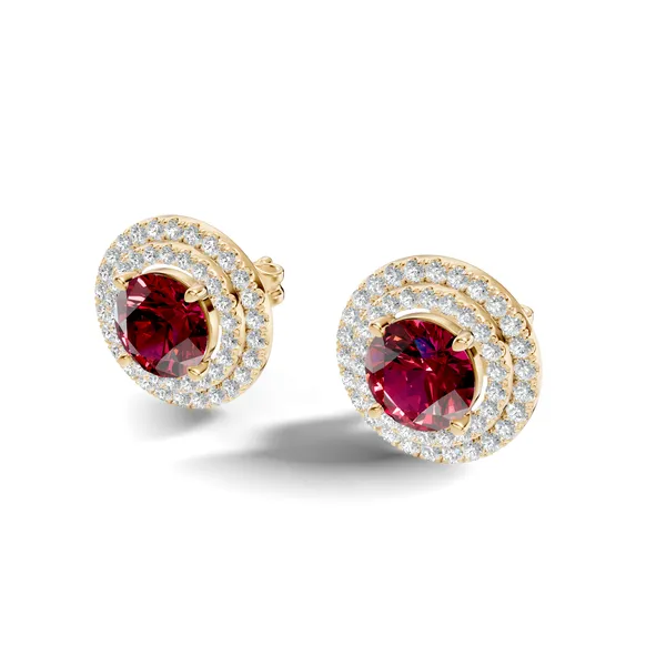Red_Stone_Halo_Stud_Earrings_For_Women