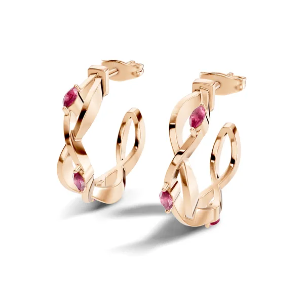 Pink_Stone_Intertwined_Hoop_Earrings_For_Women