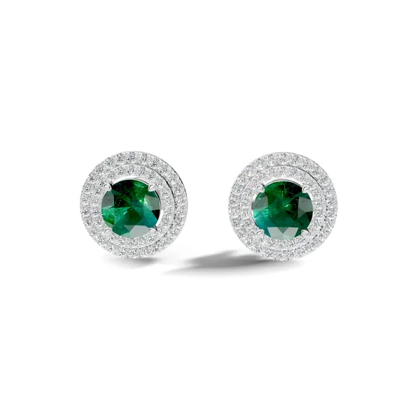Green_Gemstone_Halo_Stud_Earrings_For_Women