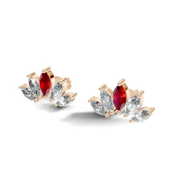 Rose_Red_And_Clear_Stone_Stud_Earrings_For_Women