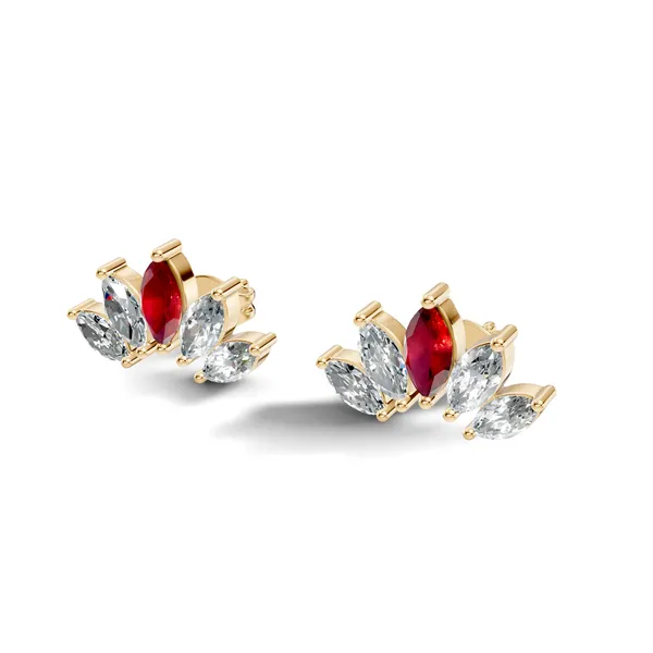 Rose_Red_And_Clear_Stone_Stud_Earrings_For_Women