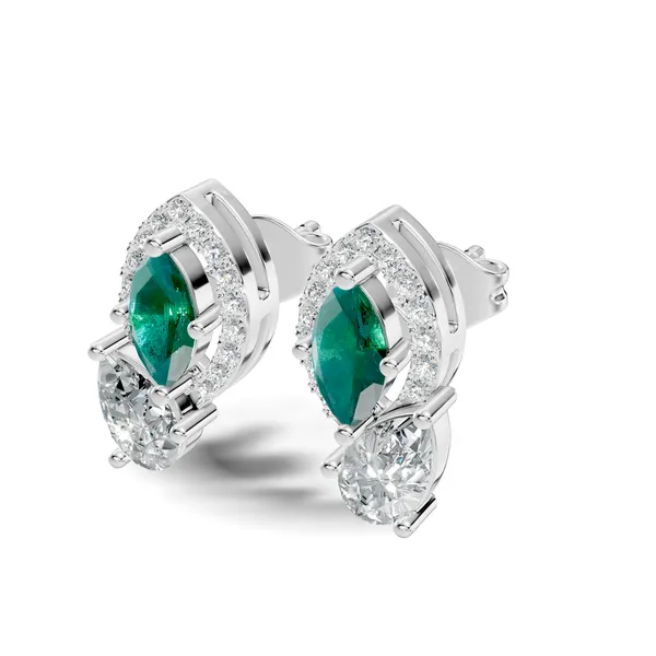 Rose_Green_And_Clear_Stone_Stud_Earrings