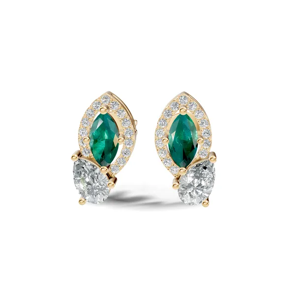 Rose_Green_And_Clear_Stone_Stud_Earrings