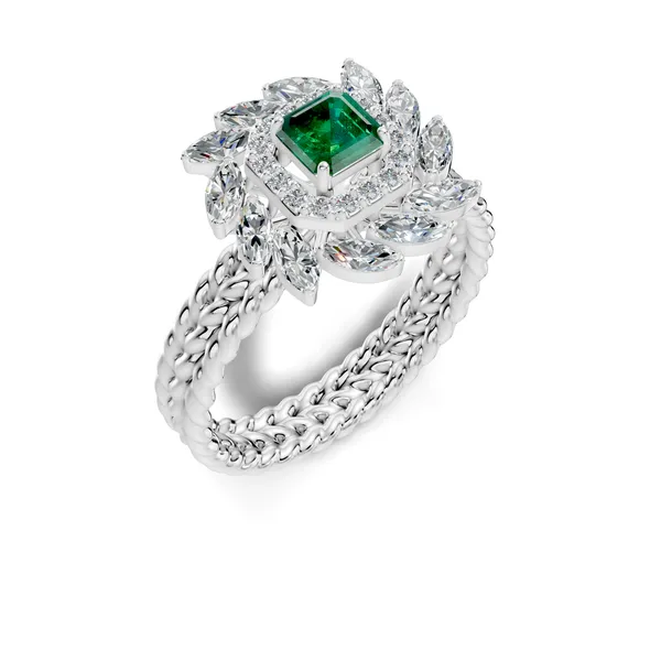 Green_Stone_Floral_Ring_For_Women