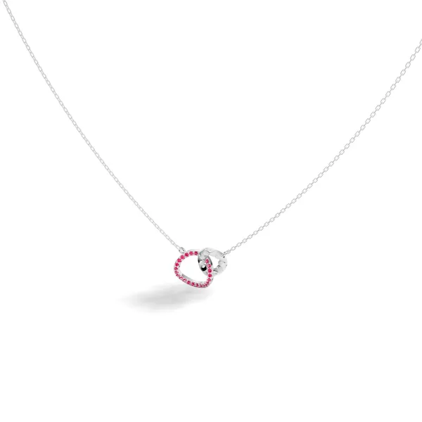 Pink_Stone_Interlocking_Circle_Necklace_For_Women