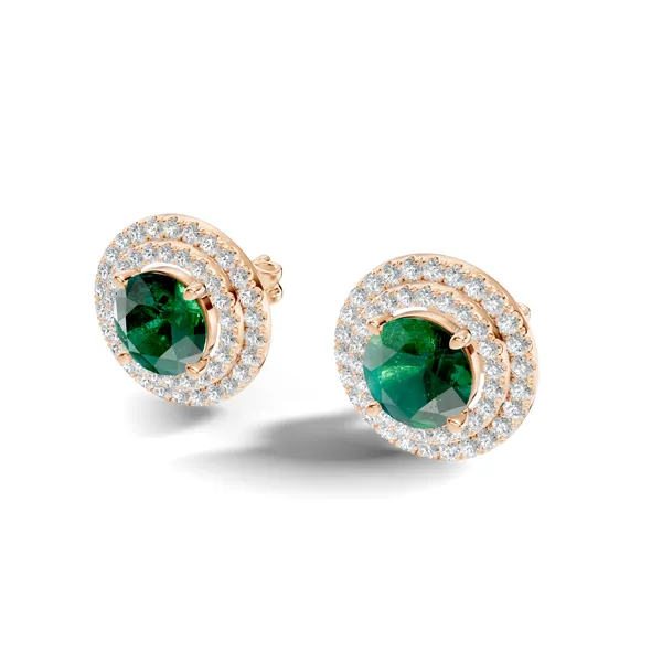 Green_Gemstone_Halo_Stud_Earrings_For_Women