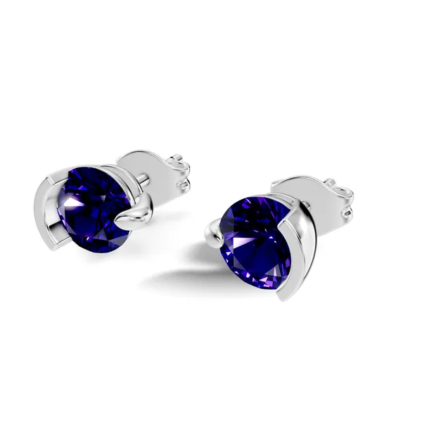 Blue_Faceted_Stud_Earrings_For_Women