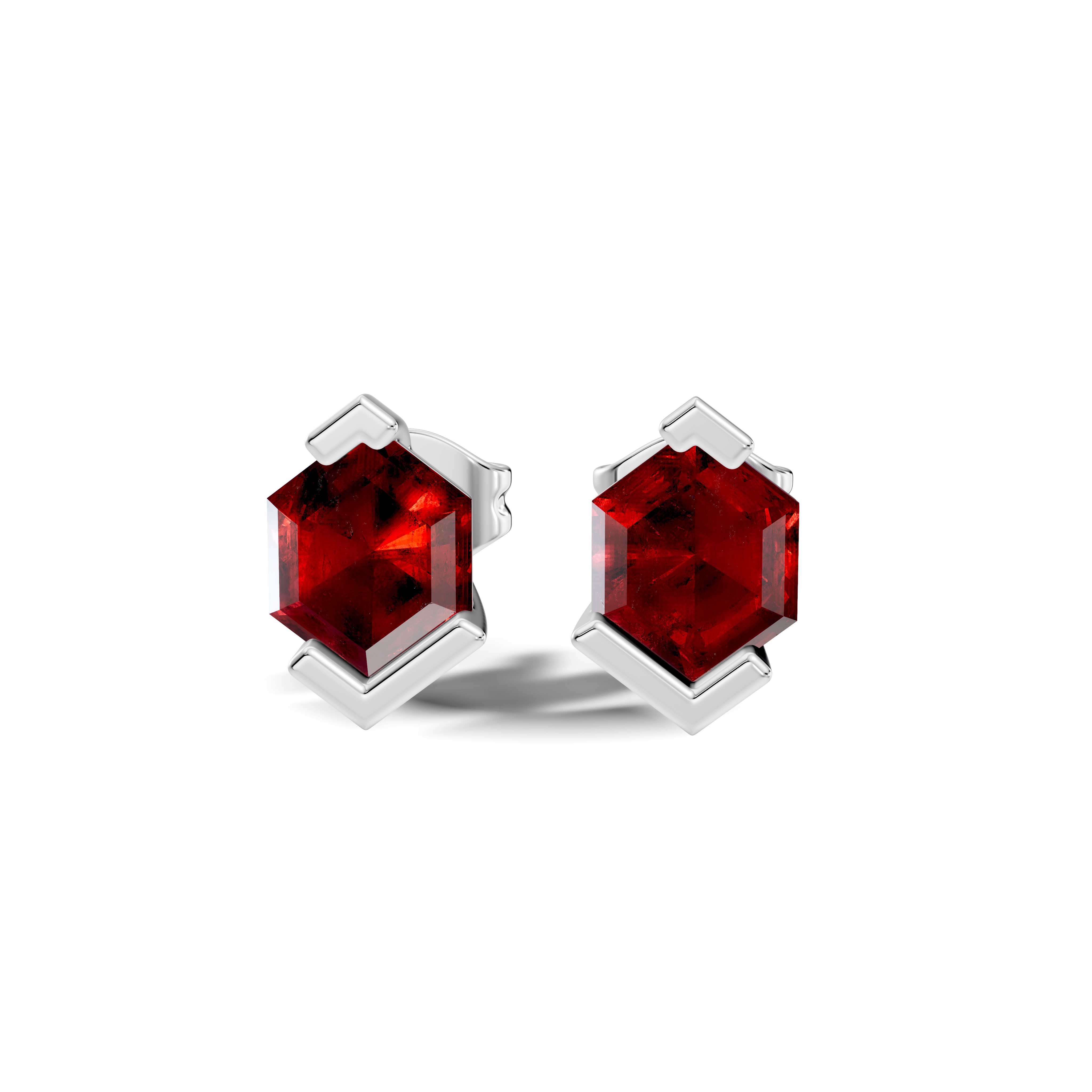 Hexagonal_Red_Stone_Stud_Earrings_For_Women