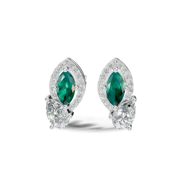 Rose_Green_And_Clear_Stone_Stud_Earrings