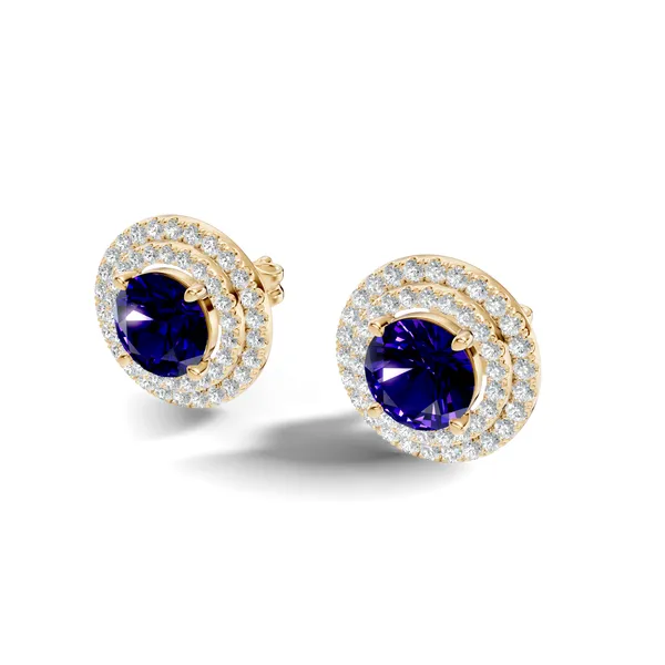 Blue_Stone_Halo_Stud_Earrings_For_Women