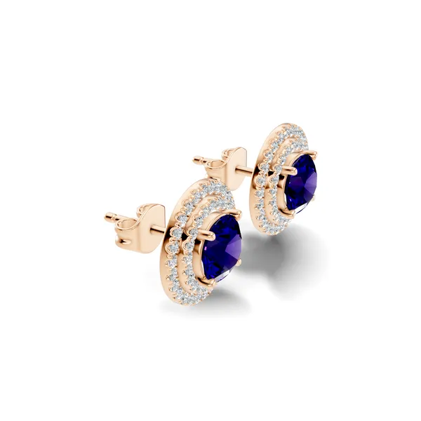 Blue_Stone_Halo_Stud_Earrings_For_Women