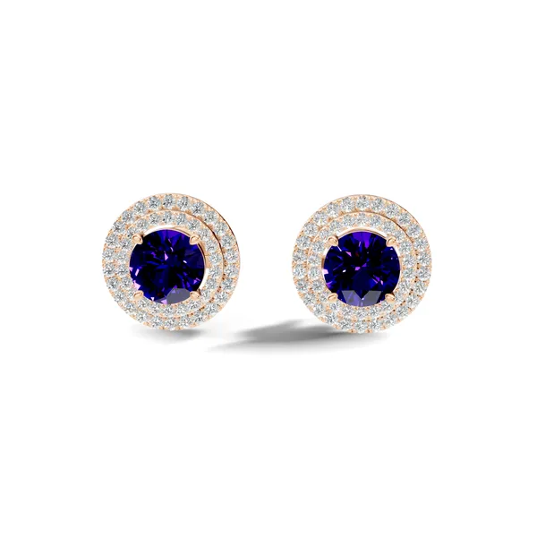 Blue_Stone_Halo_Stud_Earrings_For_Women