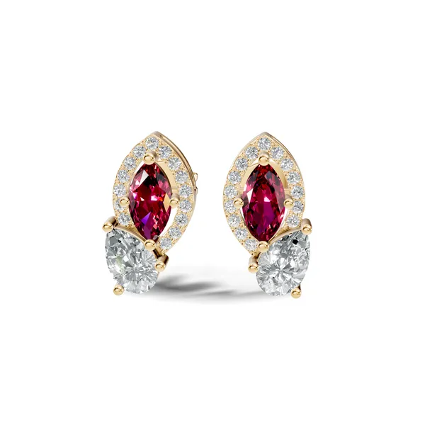 Rose_Red_Stone_Stud_Earrings_For_Women