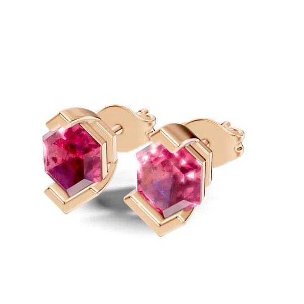 Pink_Gemstone_Geometric_Stud_Earrings_For_Women