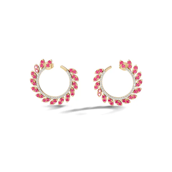 Pink_Stone_Hoop_Earrings_For_Women