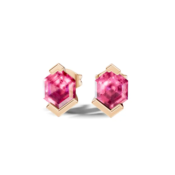 Pink_Gemstone_Geometric_Stud_Earrings_For_Women