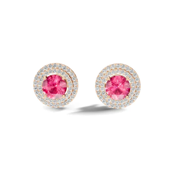 Pink_Stone_Halo_Stud_Earrings_For_Women