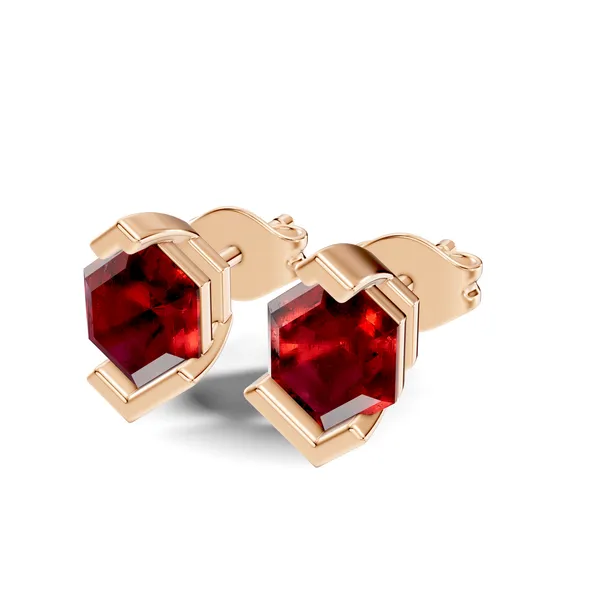 Hexagonal_Red_Stone_Stud_Earrings_For_Women