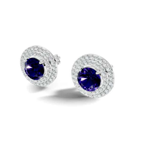 Blue_Stone_Halo_Stud_Earrings_For_Women