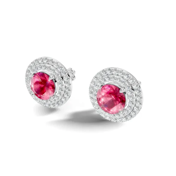 Pink_Stone_Halo_Stud_Earrings_For_Women