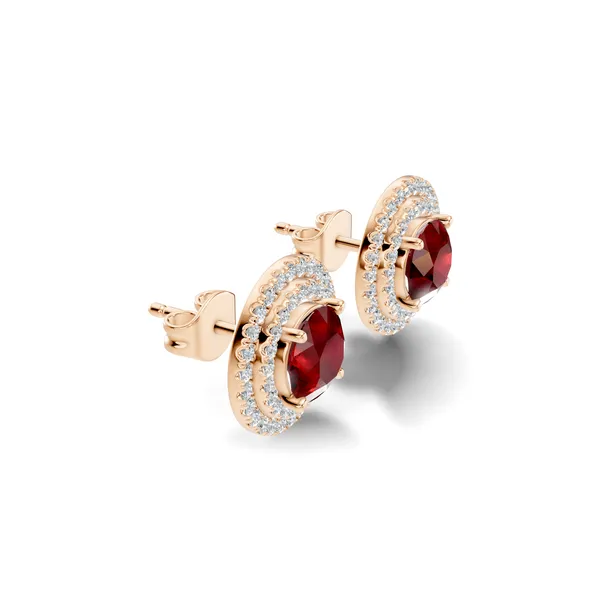 Red_Stone_Halo_Stud_Earrings_For_Women