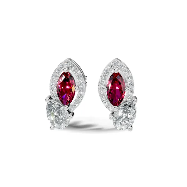 Rose_Red_Stone_Stud_Earrings_For_Women