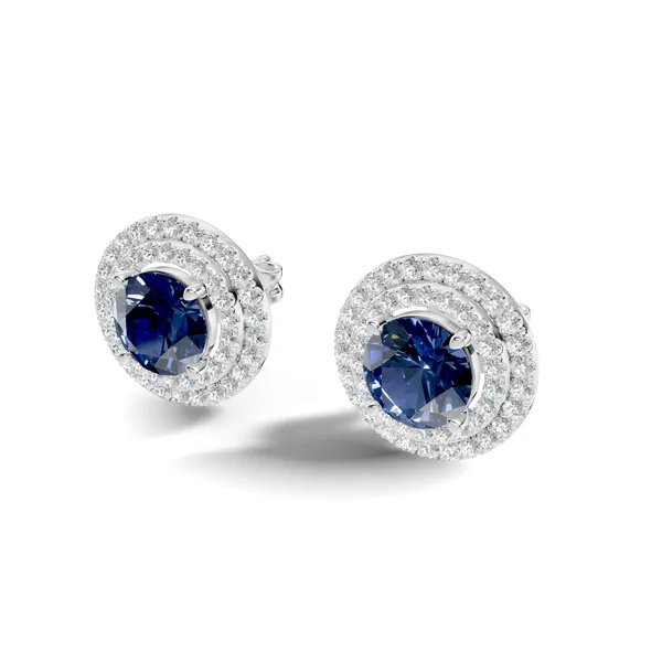 Blue_Stone_Round_Stud_Earrings_For_Women