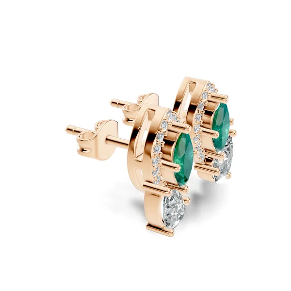 Rose_Green_And_Clear_Stone_Stud_Earrings