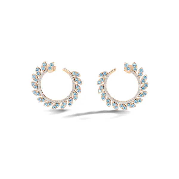 Blue_Stone_Leaf_Hoop_Earrings_For_Women
