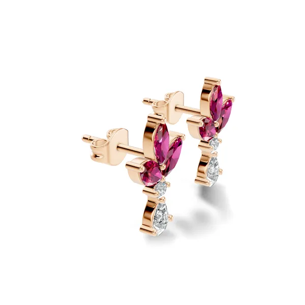 Pink_Floral_Gemstone_Drop_Earrings_For_Women