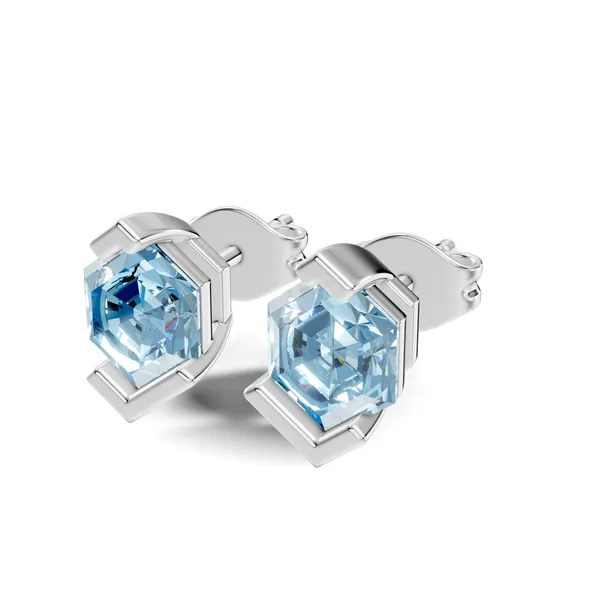 Hexagonal_Blue_Stone_Stud_Earrings_For_Women