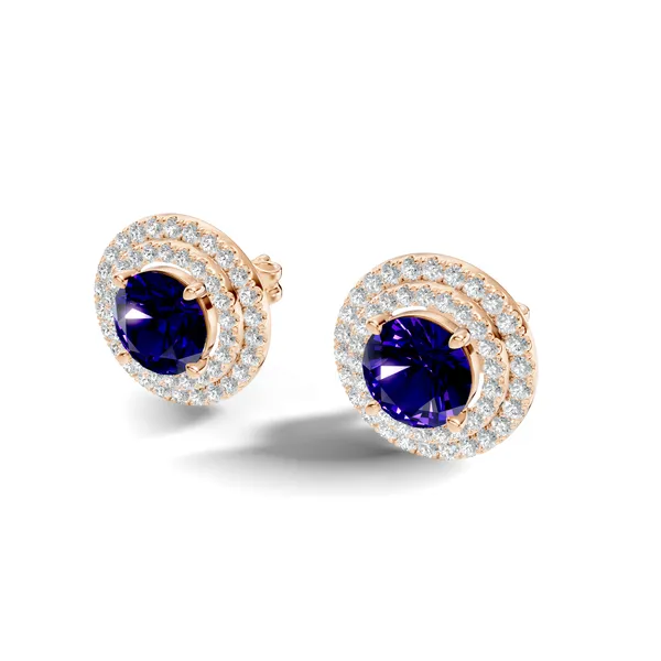 Blue_Stone_Halo_Stud_Earrings_For_Women