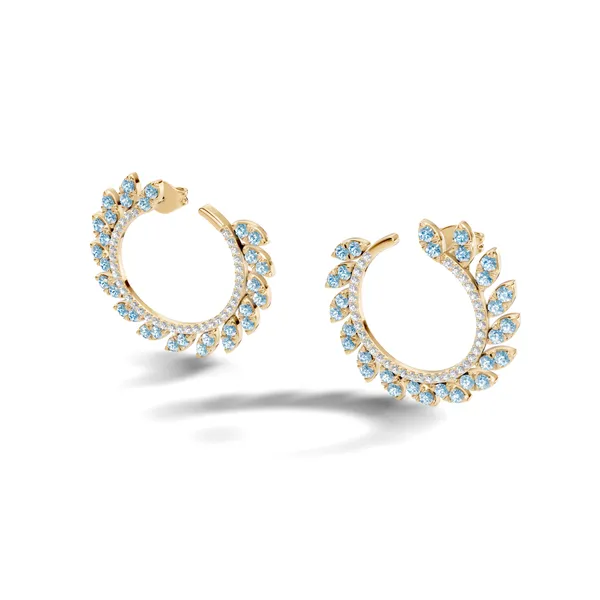 Blue_Stone_Leaf_Hoop_Earrings_For_Women