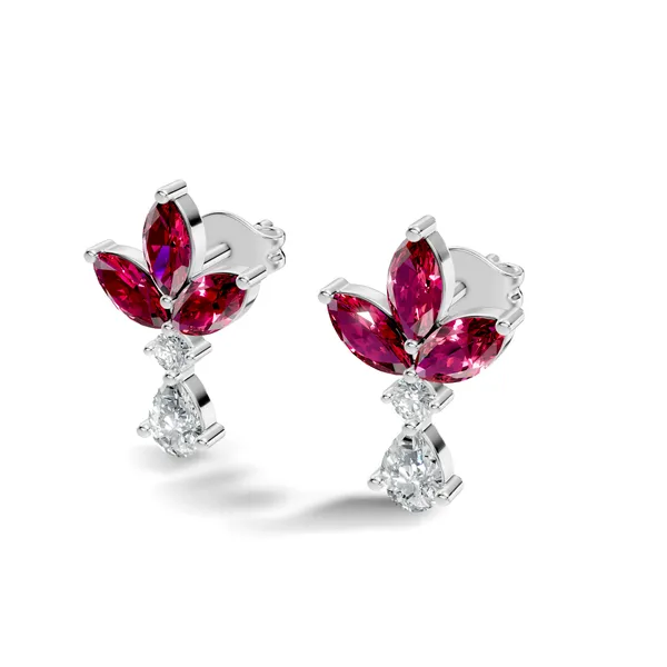 Pink_Floral_Gemstone_Drop_Earrings_For_Women