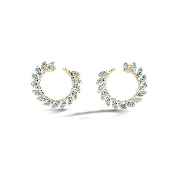 Blue_Stone_Leaf_Hoop_Earrings_For_Women