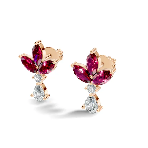 Pink_Floral_Gemstone_Drop_Earrings_For_Women