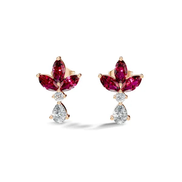 Pink_Floral_Gemstone_Drop_Earrings_For_Women