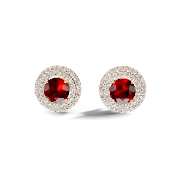 Red_Stone_Halo_Stud_Earrings_For_Women