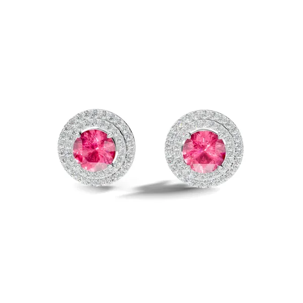 Pink_Stone_Halo_Stud_Earrings_For_Women