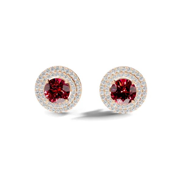 Red_Stone_Halo_Stud_Earrings_For_Women