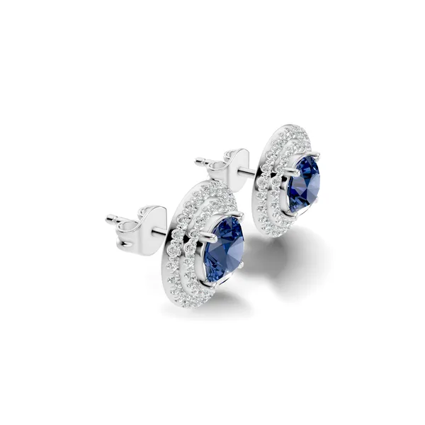 Blue_Stone_Round_Stud_Earrings_For_Women