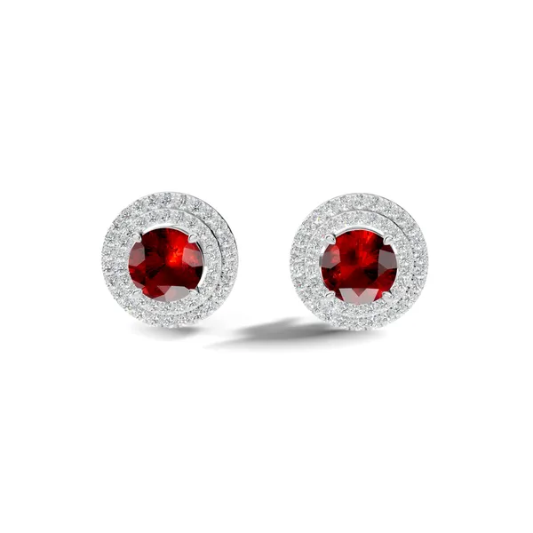 Red_Stone_Halo_Stud_Earrings_For_Women
