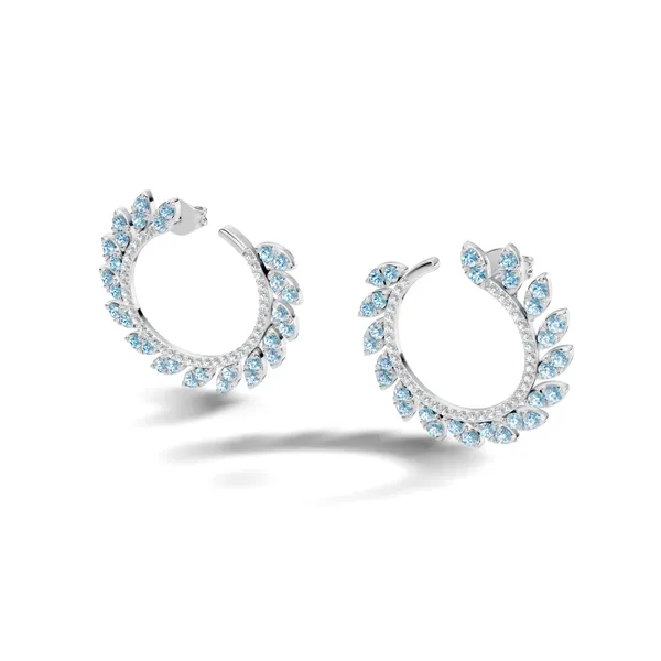 Blue_Stone_Leaf_Hoop_Earrings_For_Women